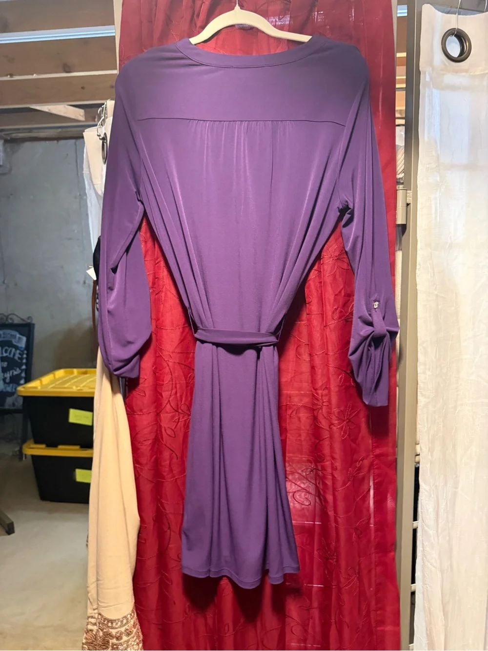 Michael Kors Purple Lace-Up Belted Knit Mini Dress